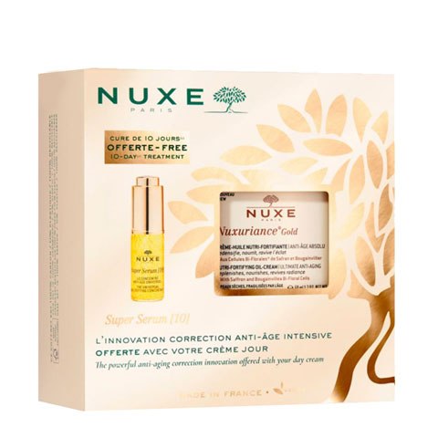 Купить Nuxe Набор: Питательный восстанавливающий антивозрастной крем для лица, 50 мл + Антивозрастная сыворотка для лица Super Serum (10), 5 мл (Nuxe, Nuxuriance Gold)