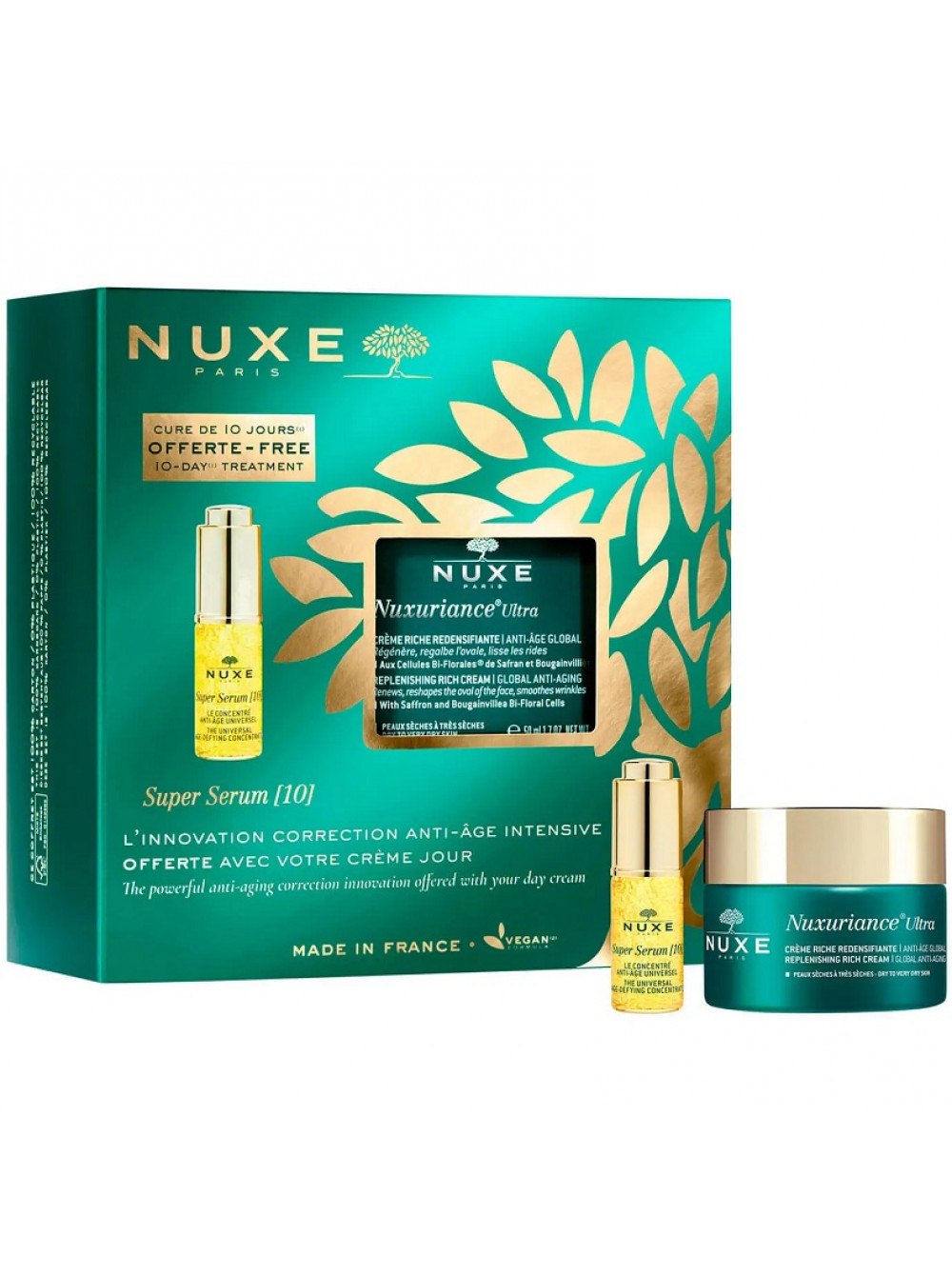 Купить Nuxe Набор: Насыщенный укрепляющий антивозрастной крем для лица, 50 мл + Антивозрастная сыворотка для лица Super Serum (10), 5 мл (Nuxe, Nuxuriance Ultra)