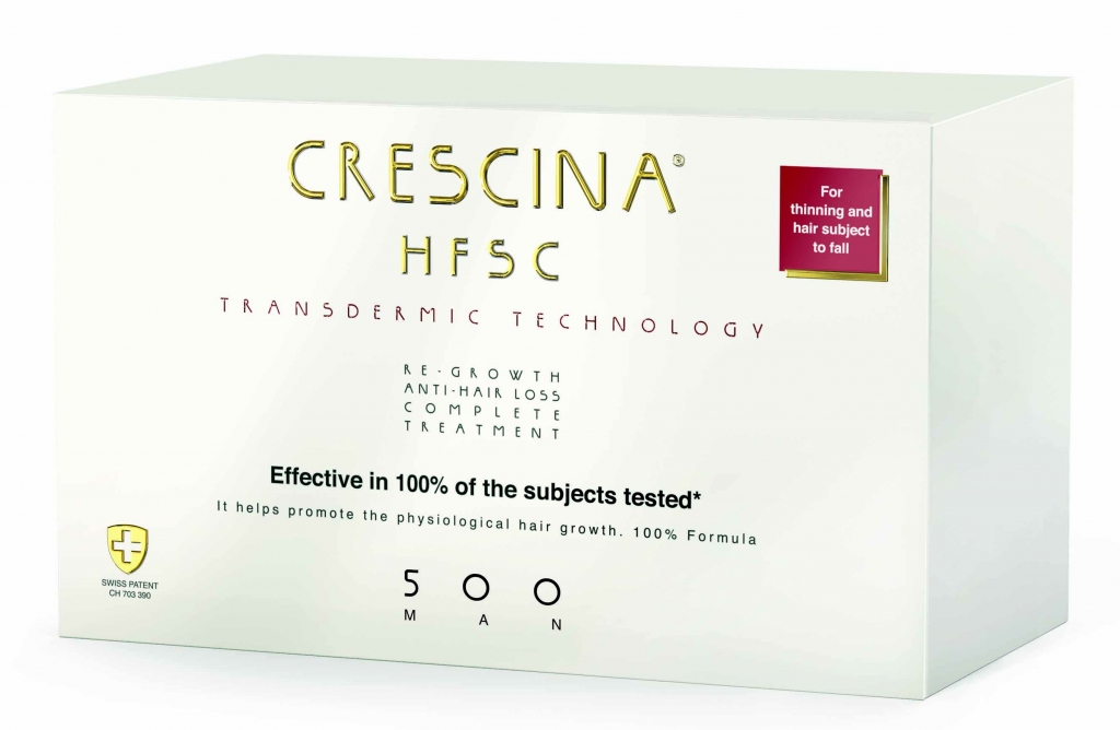 Crescina 500 Комплекс Transdermic для мужчин: лосьон для возобновления роста волос №20 + лосьон против выпадения волос №20 (Crescina, Transdermic)