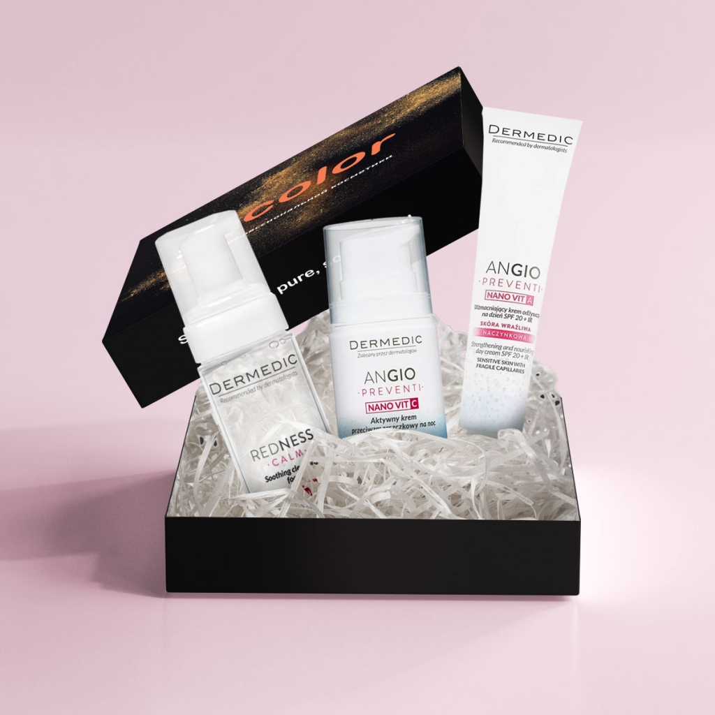 

SocolorBeautyBox Подарочный набор Dermedic Angio (пена для умывания 150 мл + ночной крем 55 г + дневной крем 40 г) (SocolorBeautyBox, Подарочные наборы)