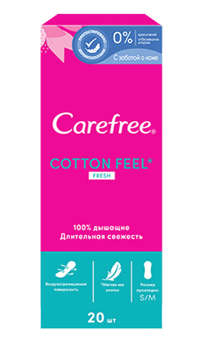 Carefree Ежедневные прокладки с ароматом свежести Cotton Feel Fresh, 20 шт. (Carefree, Ежедневные) от Socolor