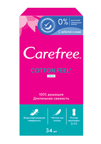 

Carefree Ежедневные прокладки с ароматом свежести Cotton Feel Fresh, 34 шт (Carefree, Ежедневные)