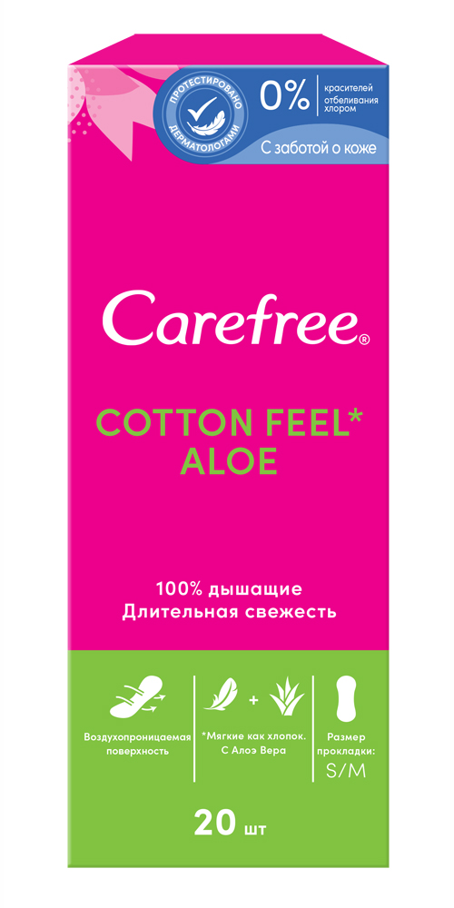 Carefree Прокладки ежедневные Cotton Feel Aloe, 20 шт (Carefree, Ежедневные) от Socolor