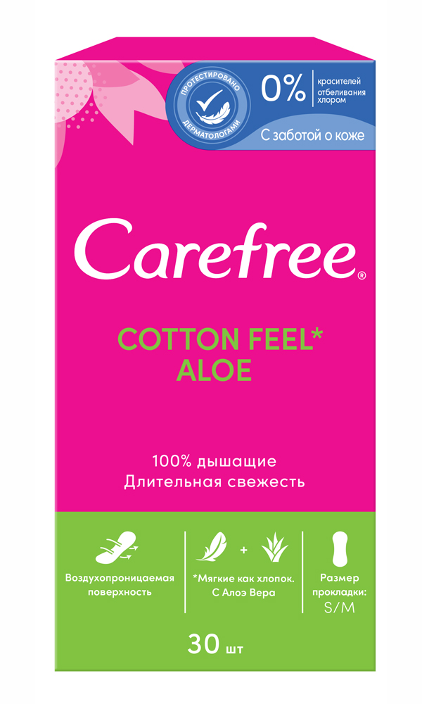 Carefree Ежедневные прокладки Cotton Feel Aloe, 30 шт. (Carefree, Ежедневные)