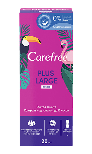 

Carefree Ежедневные прокладки с ароматом свежести Plus Large Fresh, 20 шт. (Carefree, Ежедневные)