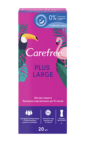 Carefree Ежедневные прокладки Plus Large, 20 шт (Carefree, Ежедневные) от Socolor