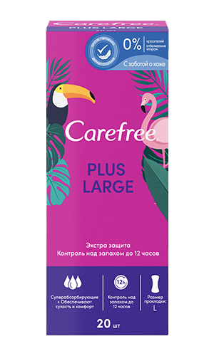 

Carefree Ежедневные прокладки Plus Large, 20 шт (Carefree, Ежедневные)