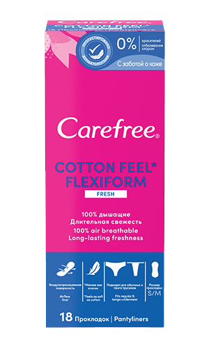

Carefree Ежедневные прокладки с ароматом свежести Cotton Feel FlexiForm Fresh, 18 шт (Carefree, Ежедневные)
