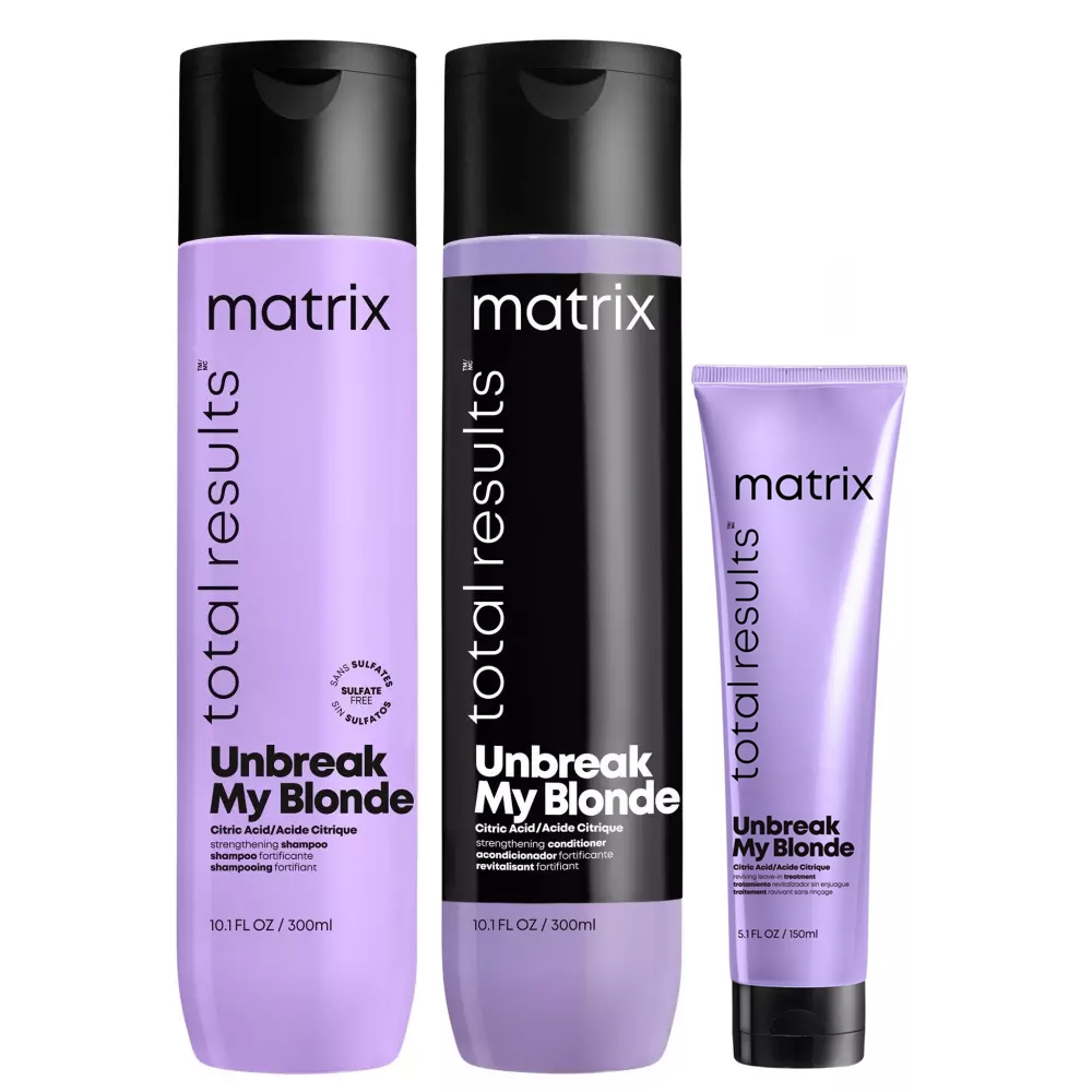 Купить Matrix Набор для укрепления осветленных волос Total results Unbreak My Blonde: шампунь 300 мл + кондиционер 300 мл + крем 150 мл (Matrix, Total results)