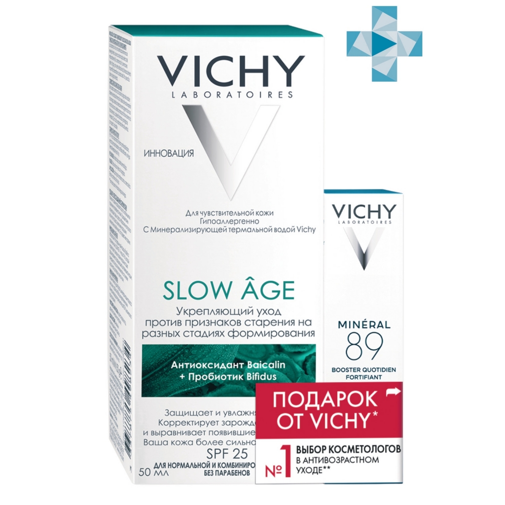 

Vichy Набор (флюид slow age 50 мл + сыворотка-пробиотик mineral 89, 10 мл) (Vichy, Slow Age)
