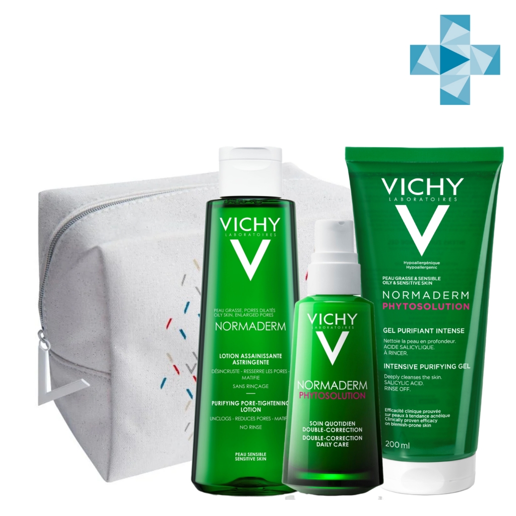 Vichy Набор для проблемной кожи (очищающий гель 200 мл + корректирующий крем-уход 50 мл + очищающий лосьон 200 мл) (Vichy, Normaderm)