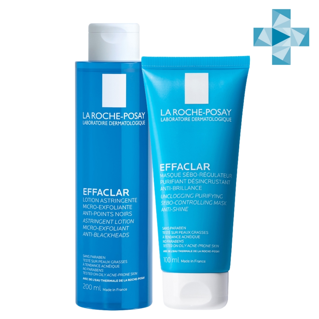 Купить La Roche-Posay Набор для глубокого очищения жирной проблемной кожи (лосьон для сужения пор 200 мл + очищающая матирующая маска 100 мл) (La Roche-Posay, Effaclar)