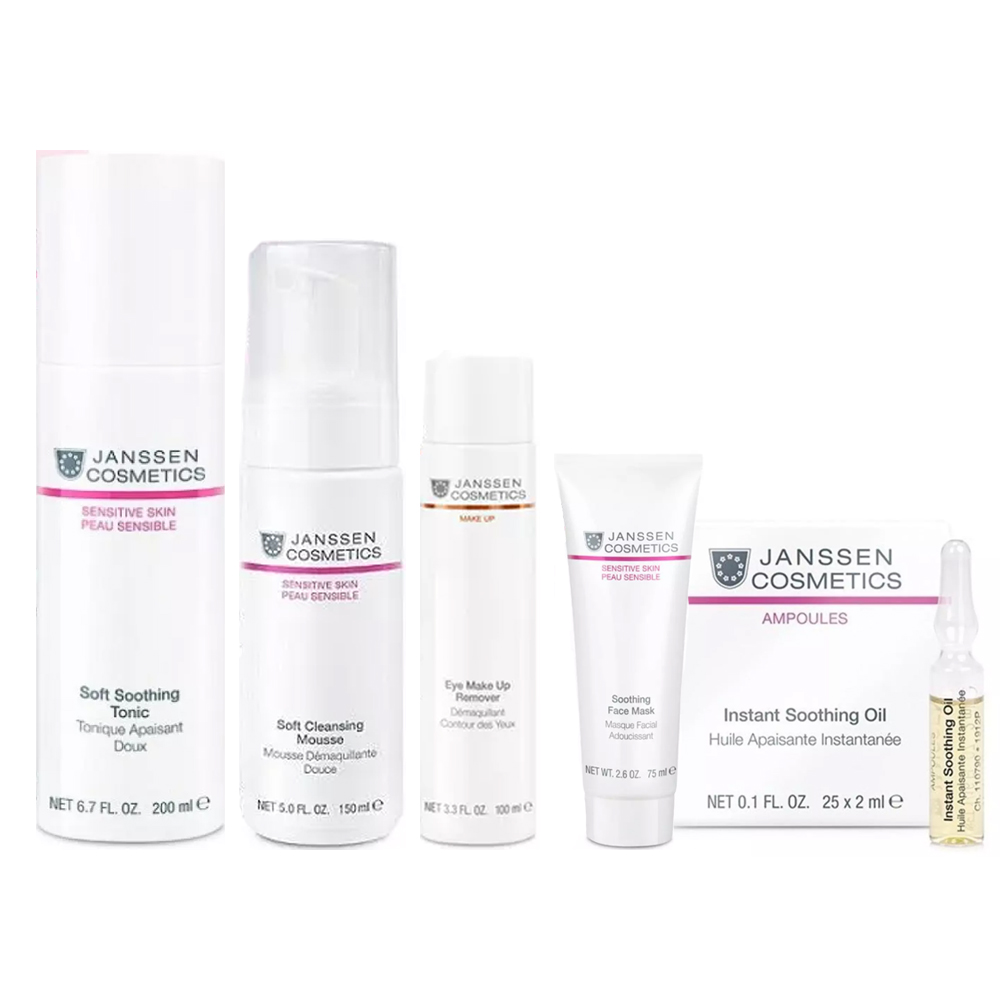 Janssen Cosmetics Набор Восстановление и защита для чувствительной и реактивной кожи (мусс 150 мл + тоник 200 мл + маска 75 мл + масло 2 мл х 7 шт + лосьон 100 мл) (Janssen Cosmetics, Sensitive skin)