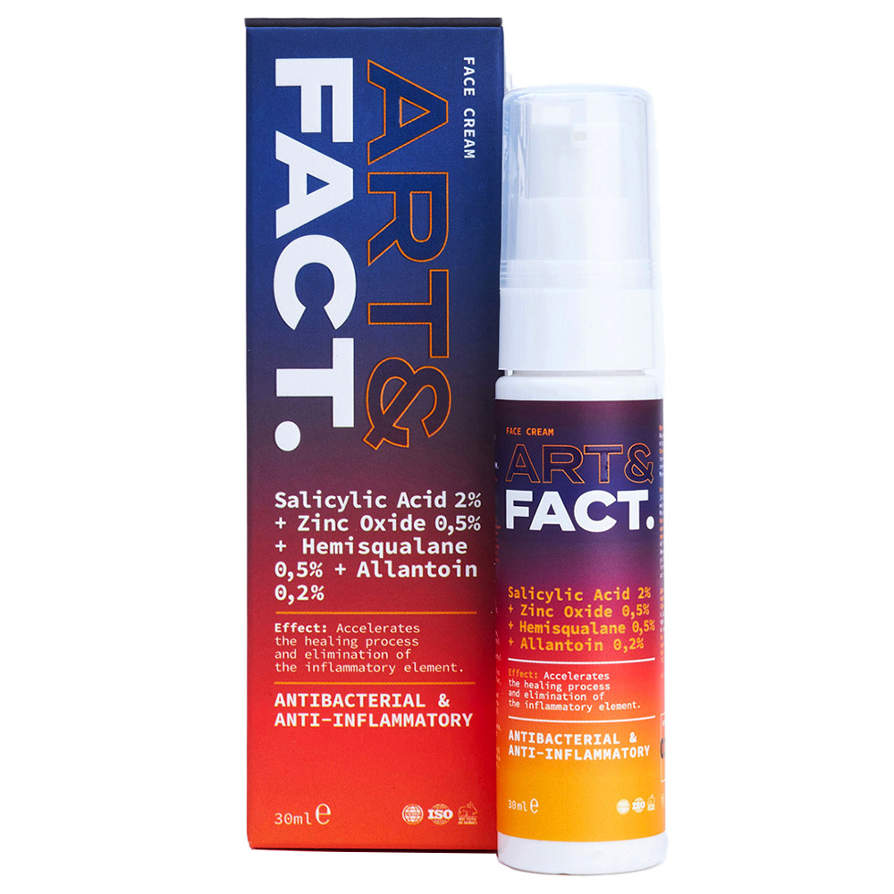 

Art&Fact Крем-актив для проблемной кожи лица Salicylic Acid 2% + Zinc Oxide 0,5% + Hemisqualane 0,5% + Allantoin 0,2%, 30 мл (Art&Fact, Анти-акне), Анти-акне