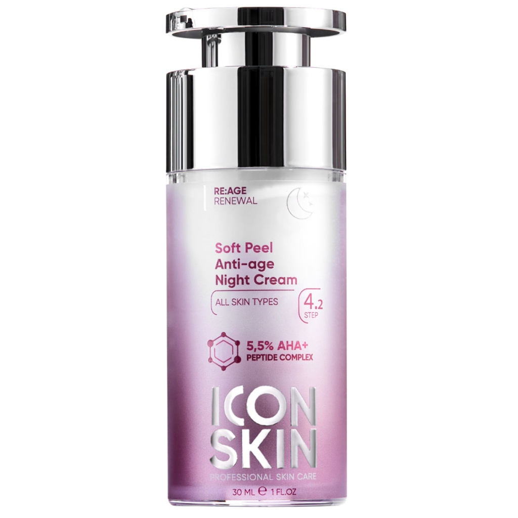 Icon Skin Ночной омолаживающий крем-пилинг для лица Soft Peel с пептидами, 30 мл (Icon Skin, Re:Age Renewal)
