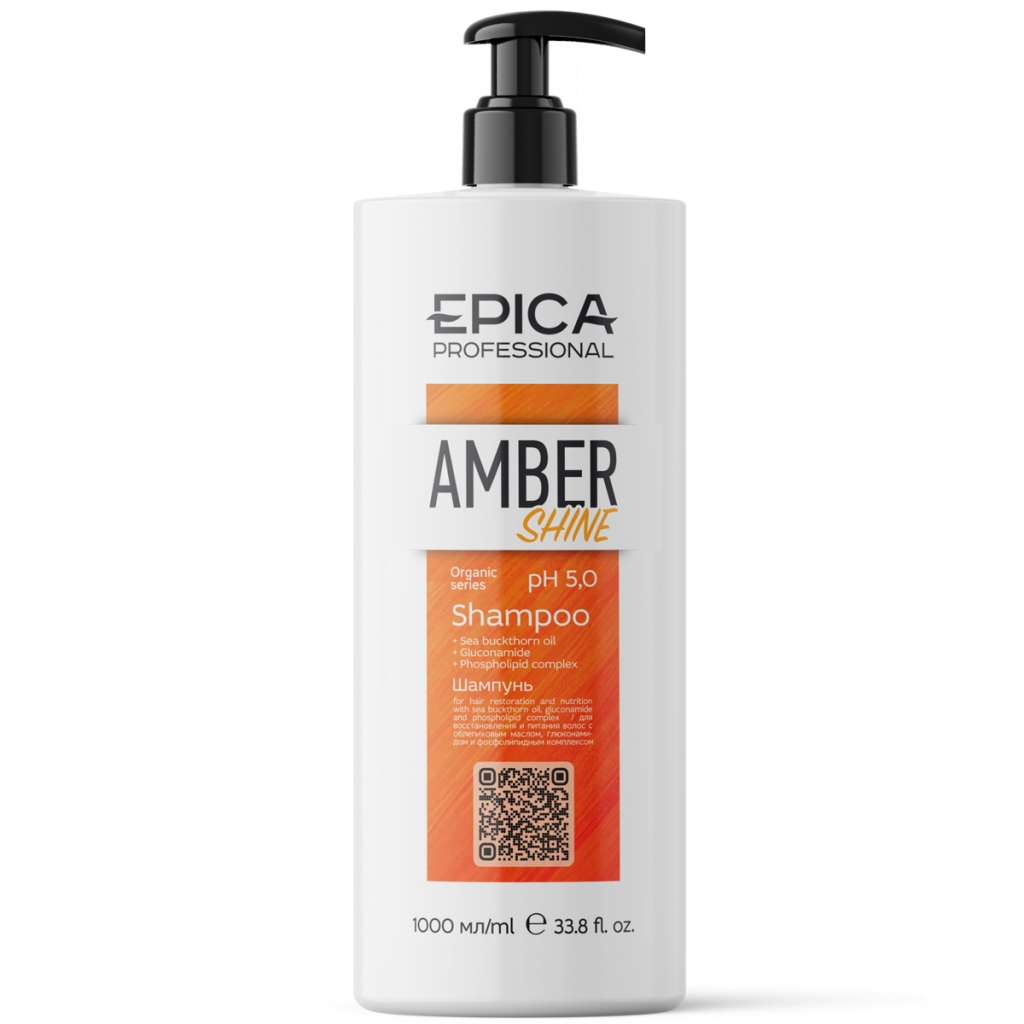 

Epica Professional Шампунь для восстановления и питания с облепиховым маслом, глюконамидом и фосфолипидным комплексом, 1000 мл (Epica Professional, Amber Shine Organic), Amber Shine Organic