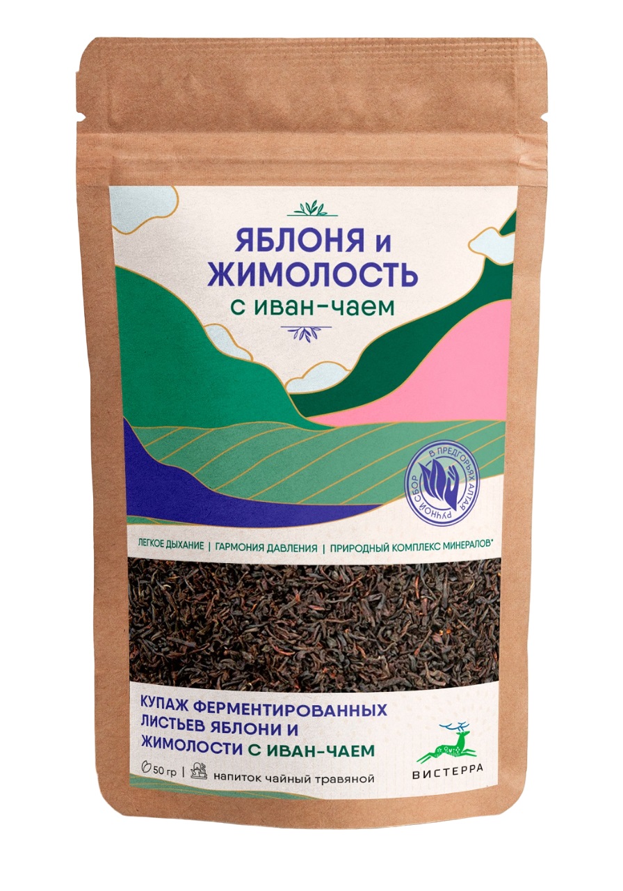 

Вистерра Купаж ферментированных листьев яблони и жимолости с иван-чаем, 50 г (Вистерра, Чайные травяные напитки), Чайные травяные напитки