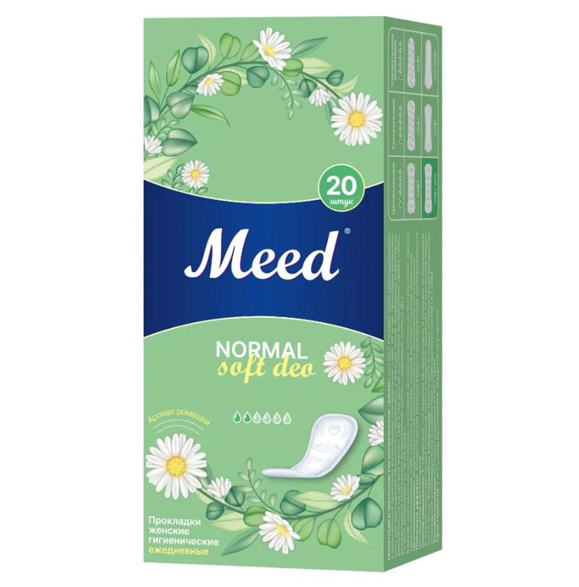 

Meed Ежедневные целлюлозные прокладки Normal Soft Deo, 20 шт (Meed, Гигиенические прокладки), Гигиенические прокладки
