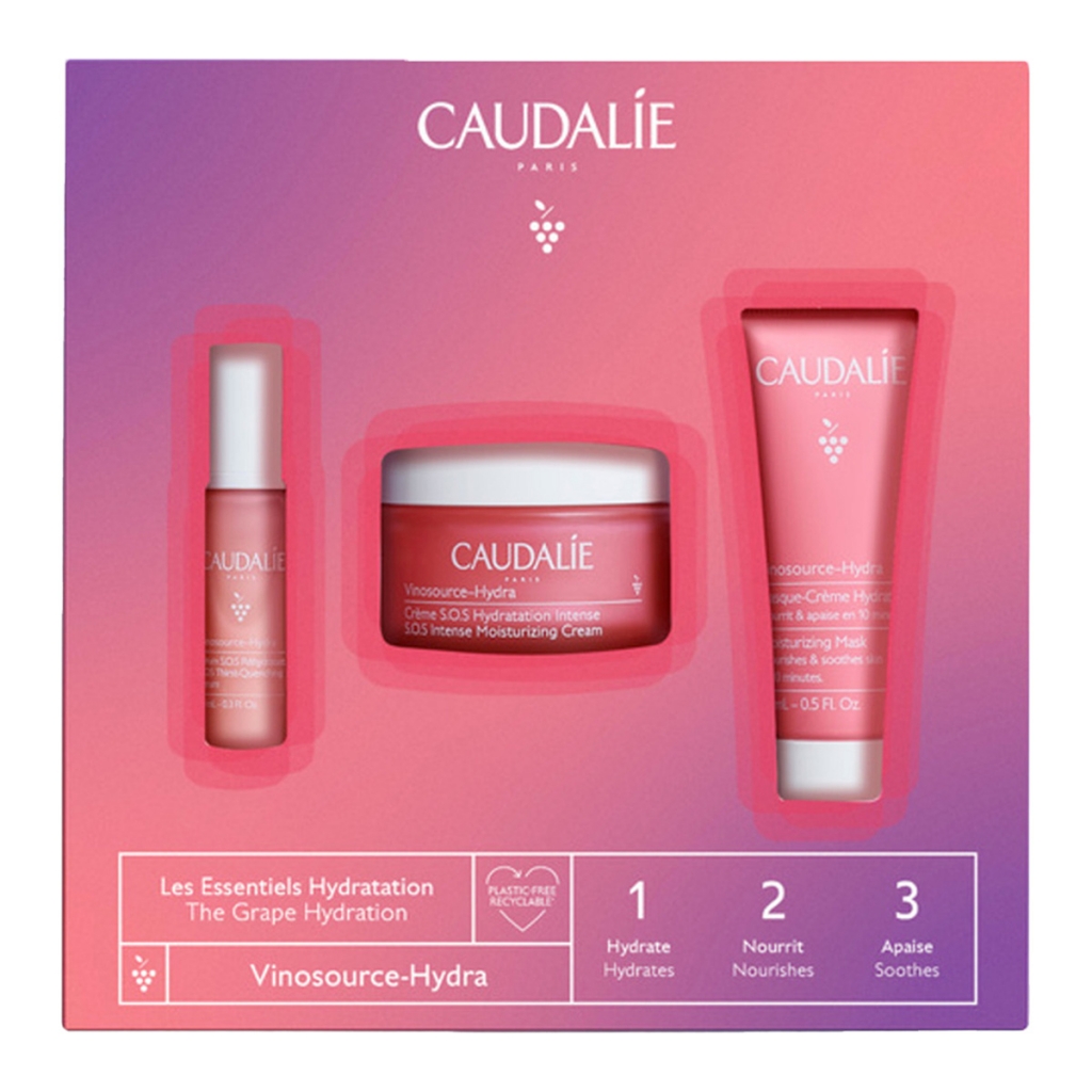 

Caudalie Набор для интенсивного увлажнения кожи Hydra (интенсивно увлажняющий S.O.S. крем 50 мл + сыворотка S.O.S. увлажняющая 10 мл + увлажняющая маска 15 мл) (Caudalie, Vinosource)