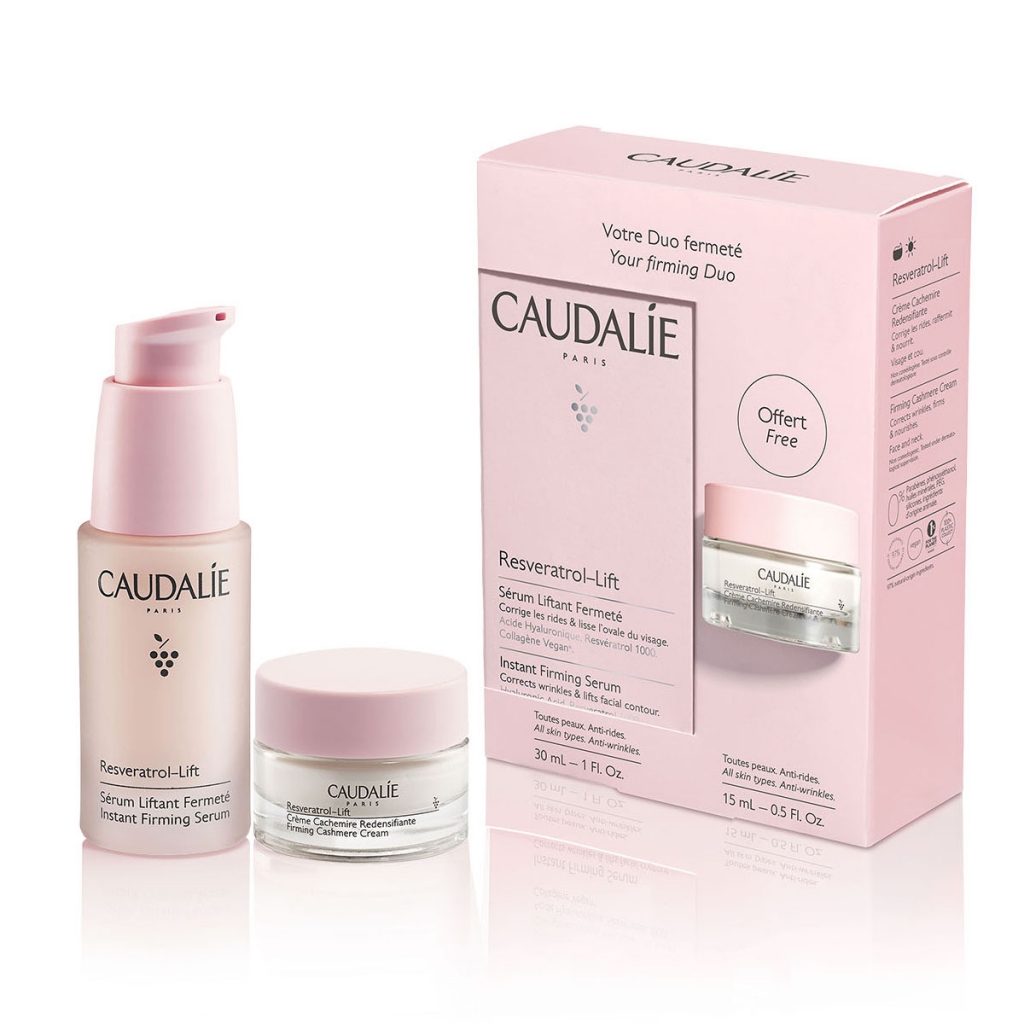 

Caudalie Набор-дуэт (укрепляющая сыворотка для лица 30 мл + дневной крем-кашемир 15 мл) (Caudalie, Resveratrol [Lift])