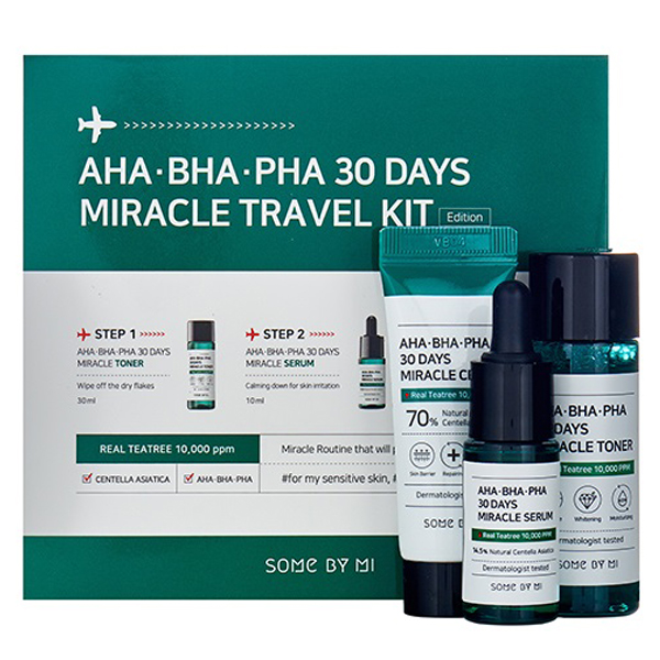 

Some By Mi Набор миниатюр 30 Days Miracle Travel Kit для проблемной кожи лица, 3 средства (Some By Mi, AHA-BHA-PHA 30 Days Miracle), AHA-BHA-PHA 30 Days Miracle