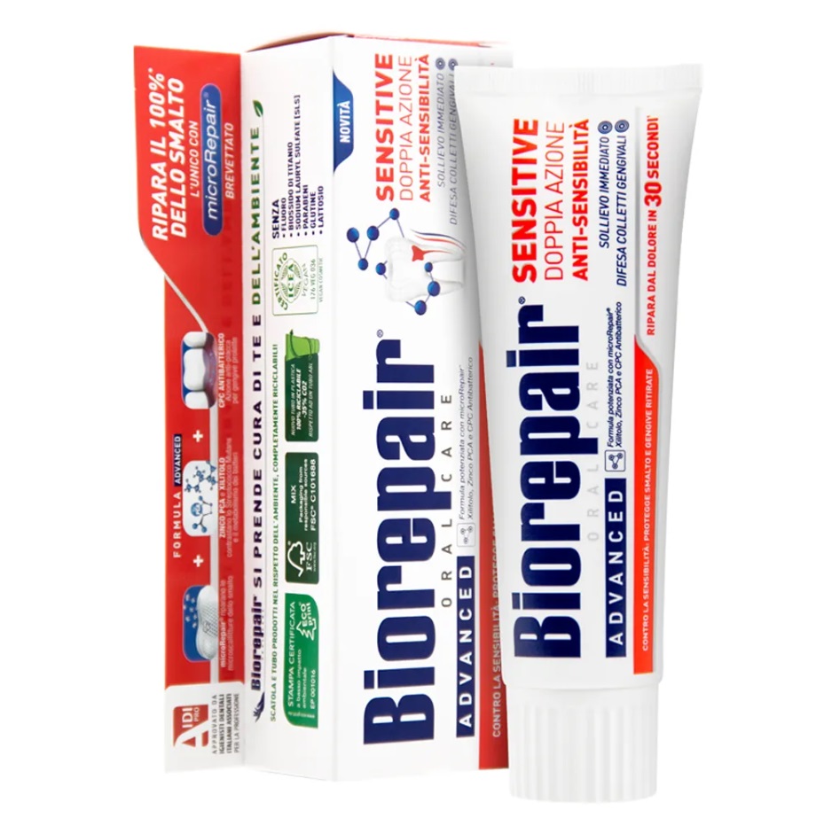 Купить Biorepair Зубная паста для чувствительных зубов RDA 14, 7 Sensitive Double Action, 75 мл (Biorepair, Чувствительные зубы)