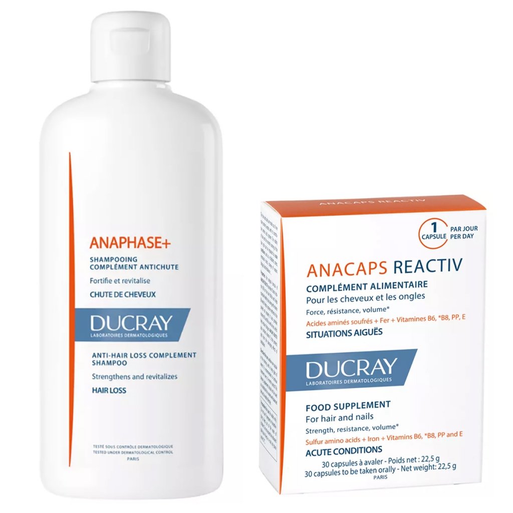 Ducray Набор для борьбы с выпадением волос (шампунь 400 мл + БАД 30 капсул) (Ducray, Anaphase+)