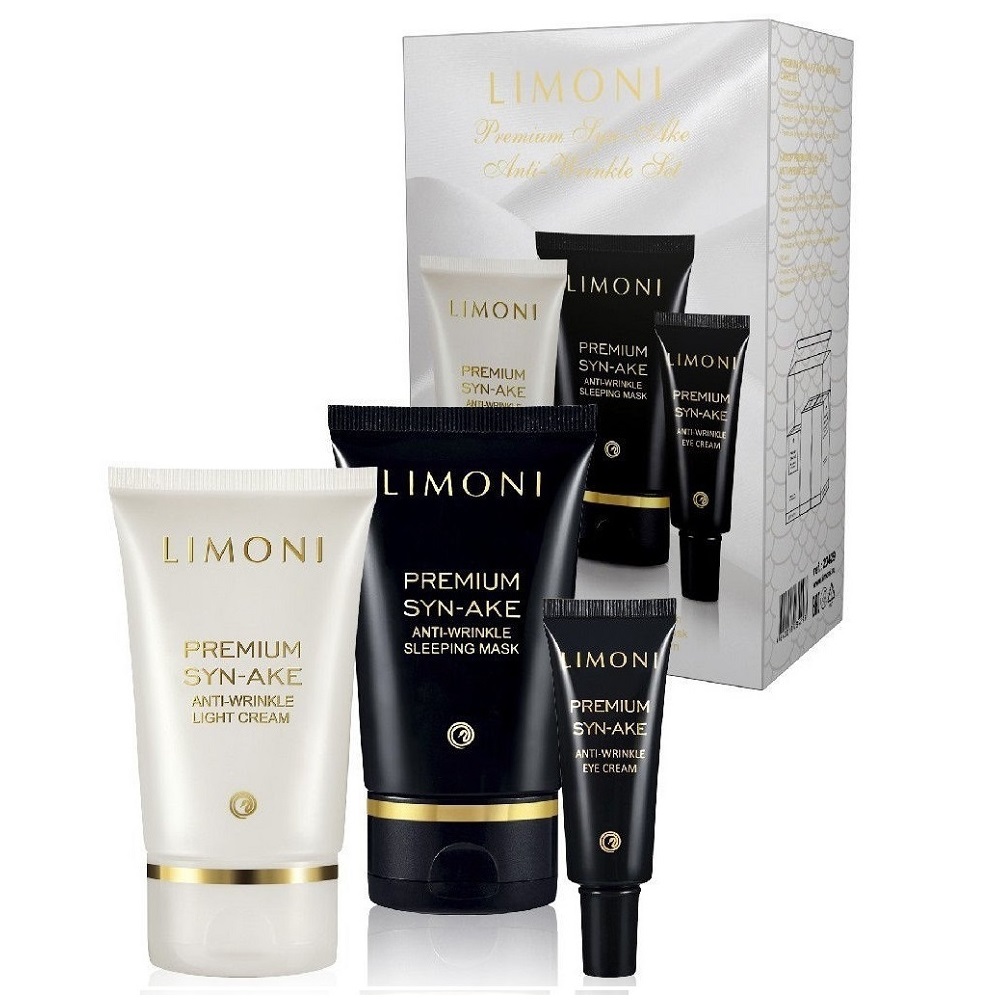Limoni Подарочный набор Premium Syn-Ake Anti-Wrinkle Care Set (легкий крем 50 мл + маска 50 мл + крем для век 25 мл) (Limoni, Наборы)