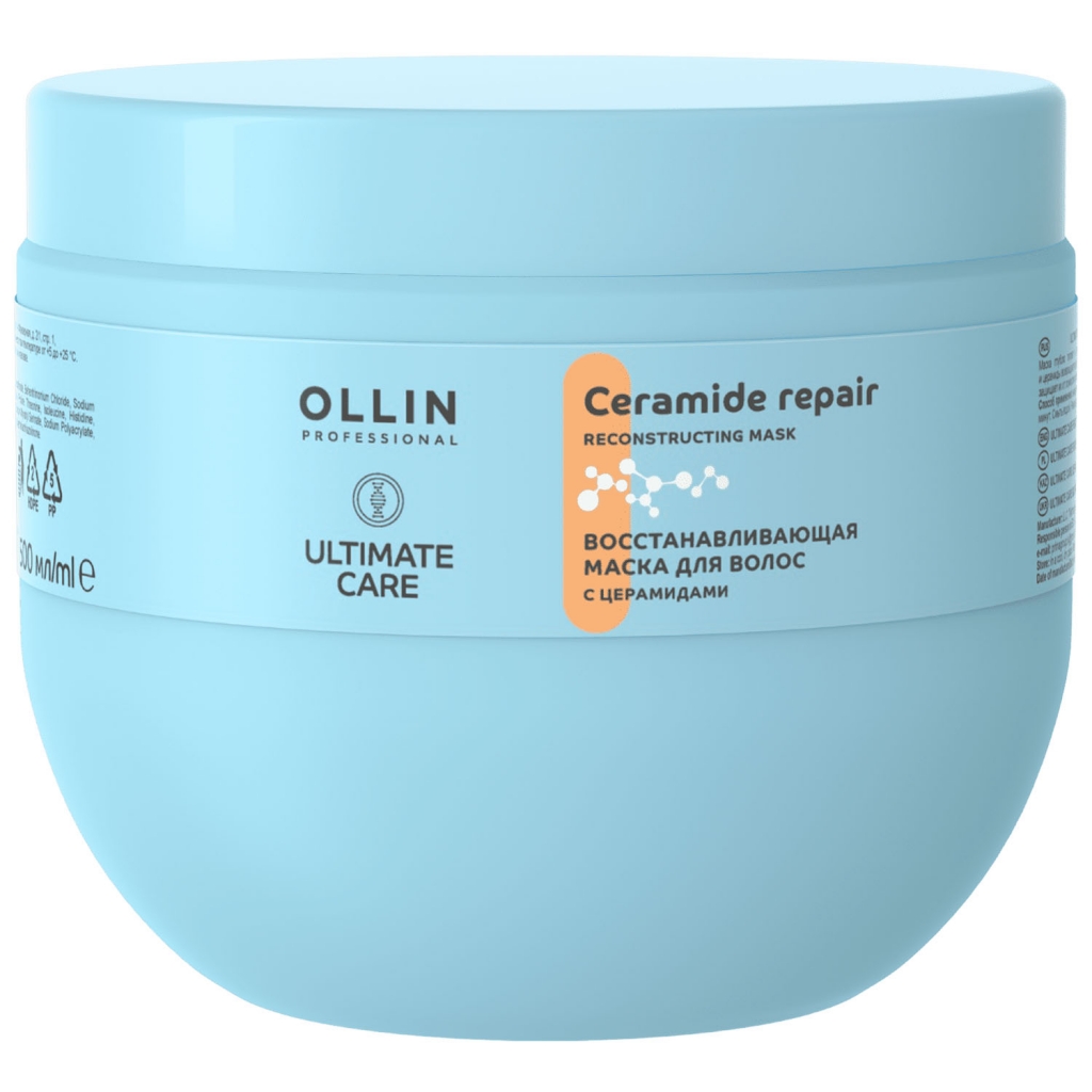 Ollin Professional Восстанавливающая маска для волос с церамидами, 500 мл (Ollin Professional, Уход за волосами)