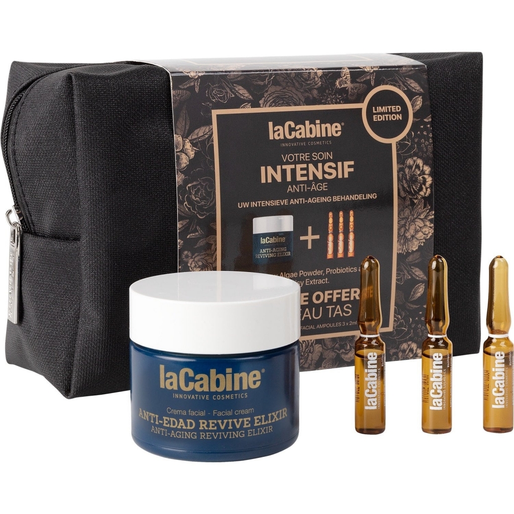 La Cabine Подарочный набор Revive Elixir Limited Edition в косметичке (крем для лица 50 мл + сыворотка 3 х 2 мл) (La Cabine, Наборы средств для лица)