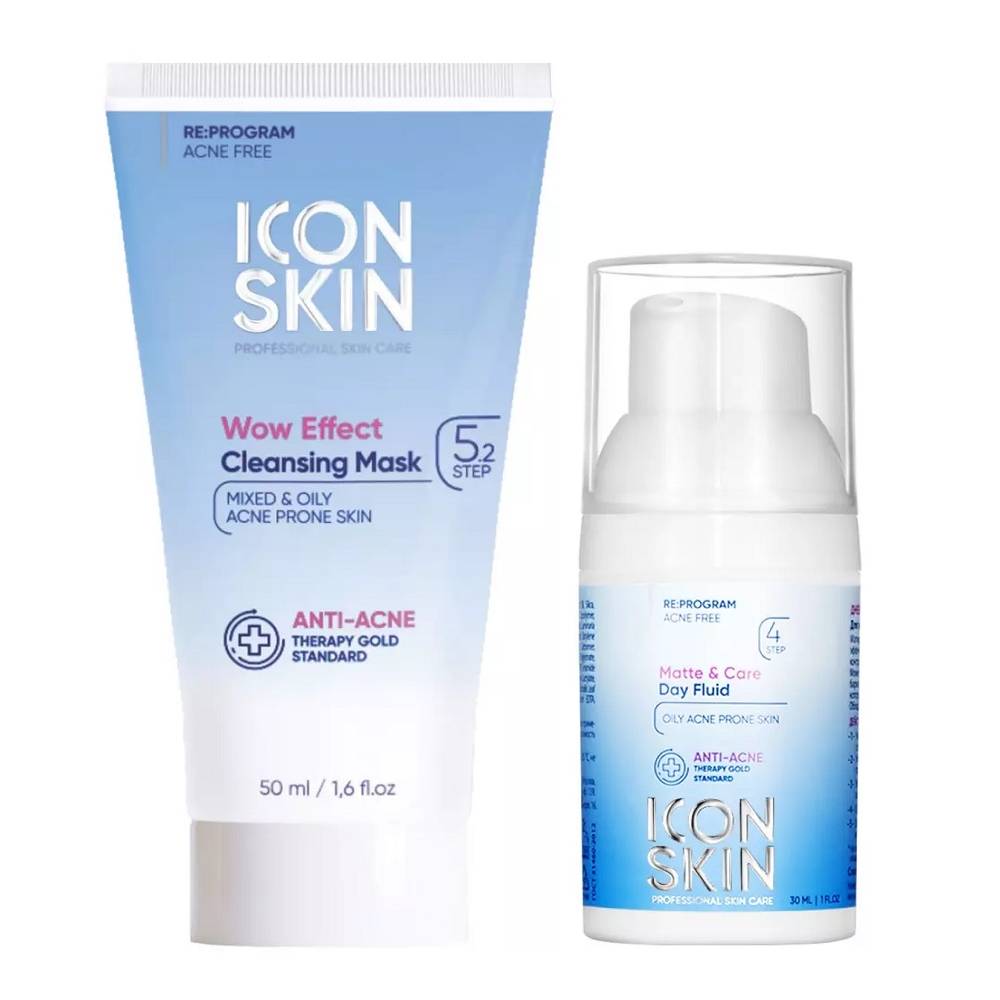 Icon Skin Набор для устранения жирного блеска (маска 50 мл + флюид 30 мл) (Icon Skin, Re:Program)
