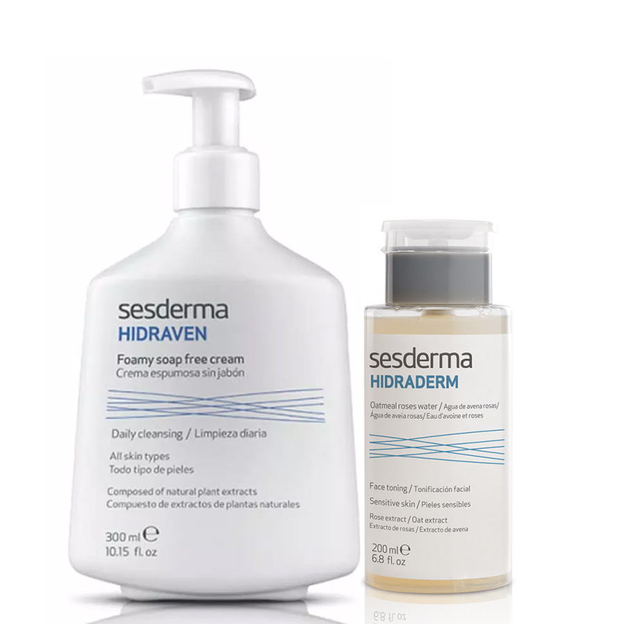 Sesderma Набор для увлажнения кожи (крем-пенка 300 мл + тоник с экстрактами овса и роз 200 мл) (Sesderma, Hidraven)