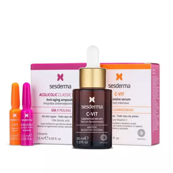 

Sesderma Набор для сияния кожи (набор для домашнего пилинга + сыворотка 30 мл) (Sesderma, С-Vit), С-Vit