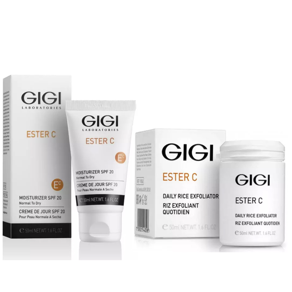 GiGi Набор для ухода за кожей лица (эксфолиант 50 мл + крем SPF20 50 мл) (GiGi, Ester C)