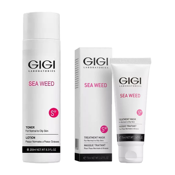 GiGi Набор для ухода за кожей лица (тоник 250 мл + маска лечебная 75 мл) (GiGi, Sea Weed)