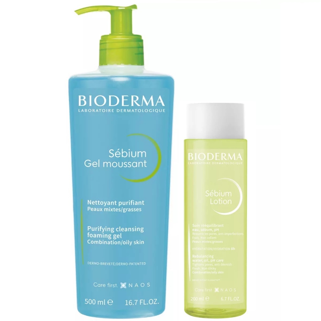 Bioderma Набор для очищения жирной кожи (гель, 500 мл + лосьон, 200 мл) (Bioderma, Sebium)