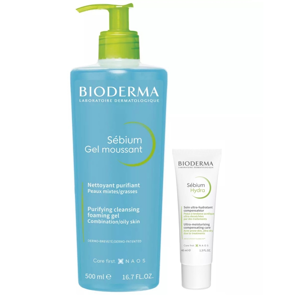 Bioderma Набор для увлажнения жирной кожи (крем, 40 мл + гель, 500 мл) (Bioderma, Sebium)