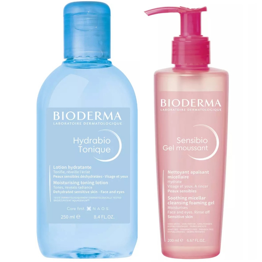 Bioderma Набор для очищения и увлажнения кожи (лосьон, 250 мл + гель, 200 мл) (Bioderma, Hydrabio)