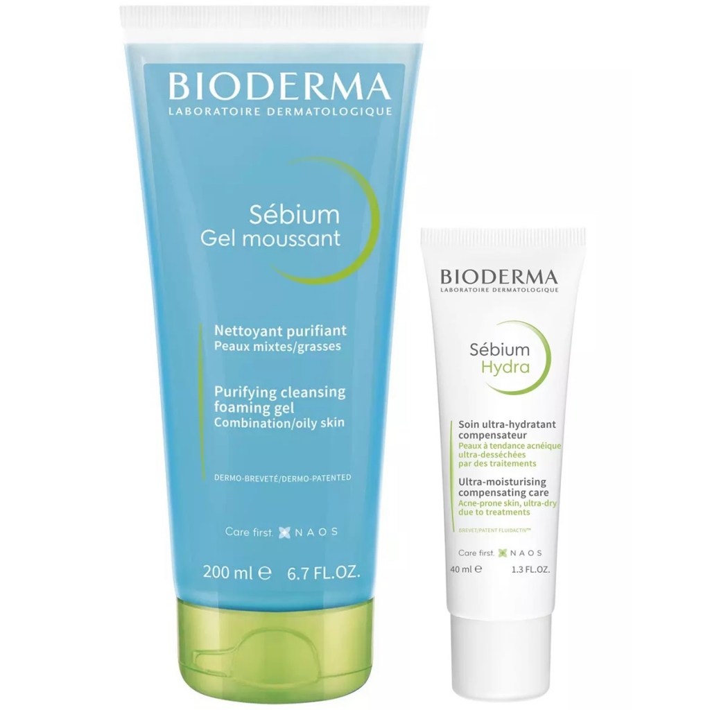 Bioderma Набор для жирной кожи (очищающий гель, 200 мл + крем, 40 мл) (Bioderma, Sebium)
