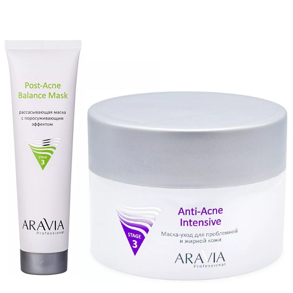 

Aravia Professional Набор для проблемной и жирной кожи (маска-уход, 150 мл + рассасывающая маска, 100 мл) (Aravia Professional)