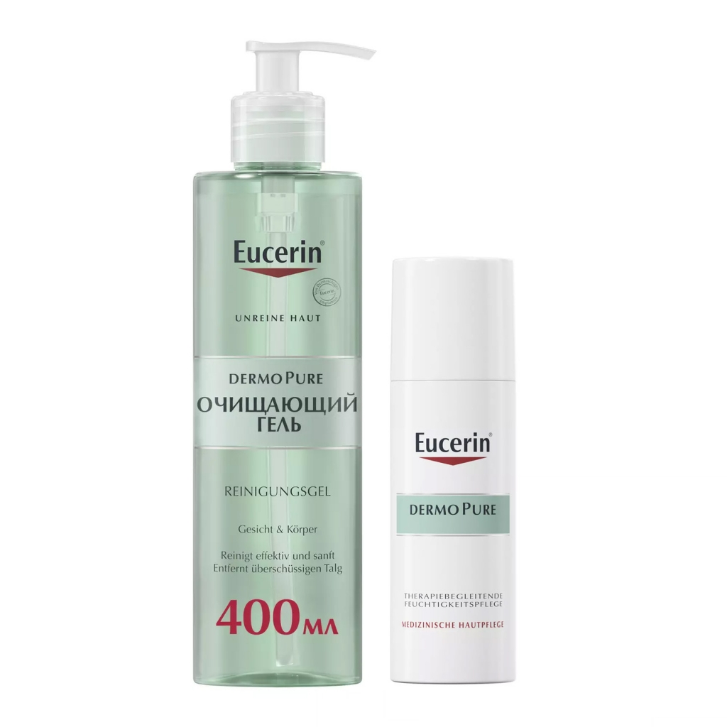 Eucerin Набор успокаивающий (крем 50 мл + гель 400 мл) (Eucerin, DermoPure)