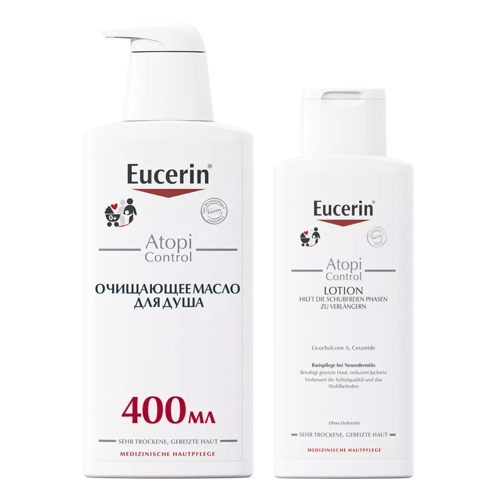 Eucerin Набор для атопичной кожи (масло для душа 400 мл + лосьон 250 мл) (Eucerin, Atopi Control)