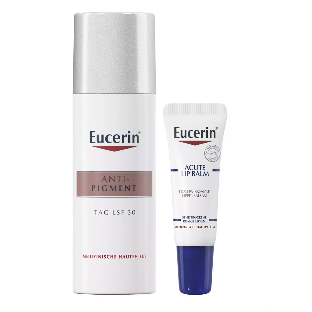 Eucerin Набор для ухода за кожей (бальзам для губ, 10 мл + крем дневной SPF30+, 50 мл) (Eucerin, Anti-Pigment)