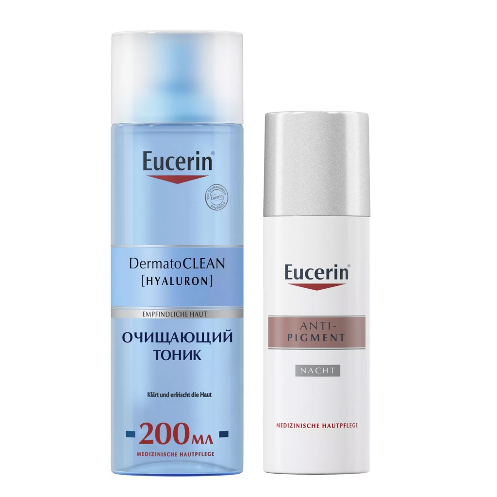 Eucerin Набор очищающий ночной (тоник 200 мл + ночной крем 50 мл) (Eucerin, DermatoClean)