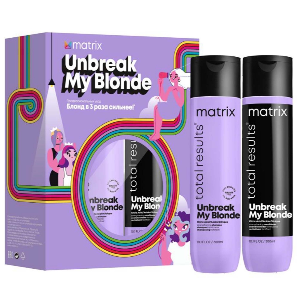 

Matrix Набор Unbreak My Blonde для укрепления блонда (шампунь 300 мл + кондиционер 300 мл) (Matrix, Total results)