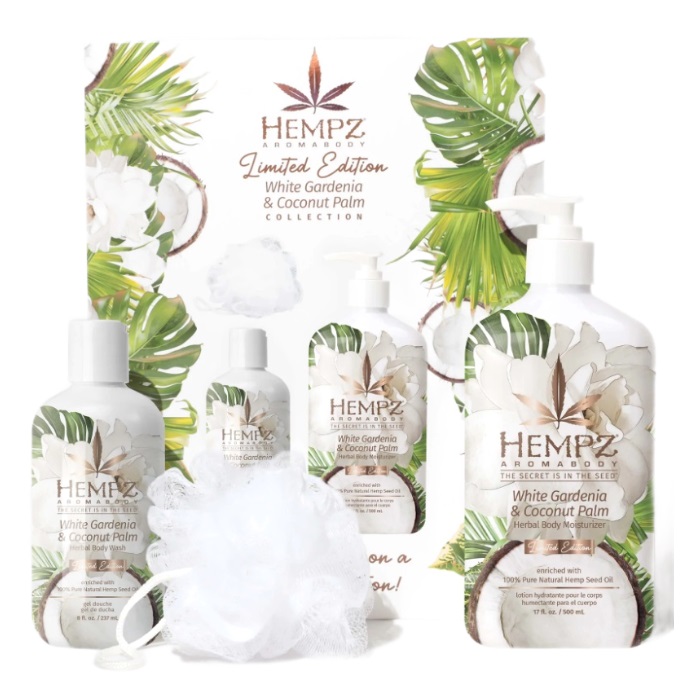 Hempz Подарочный набор Paradise Island Limited Edition (молочко 500 мл + гель для душа 237 мл + пуф для тела 1 шт) (Hempz, Наборы)