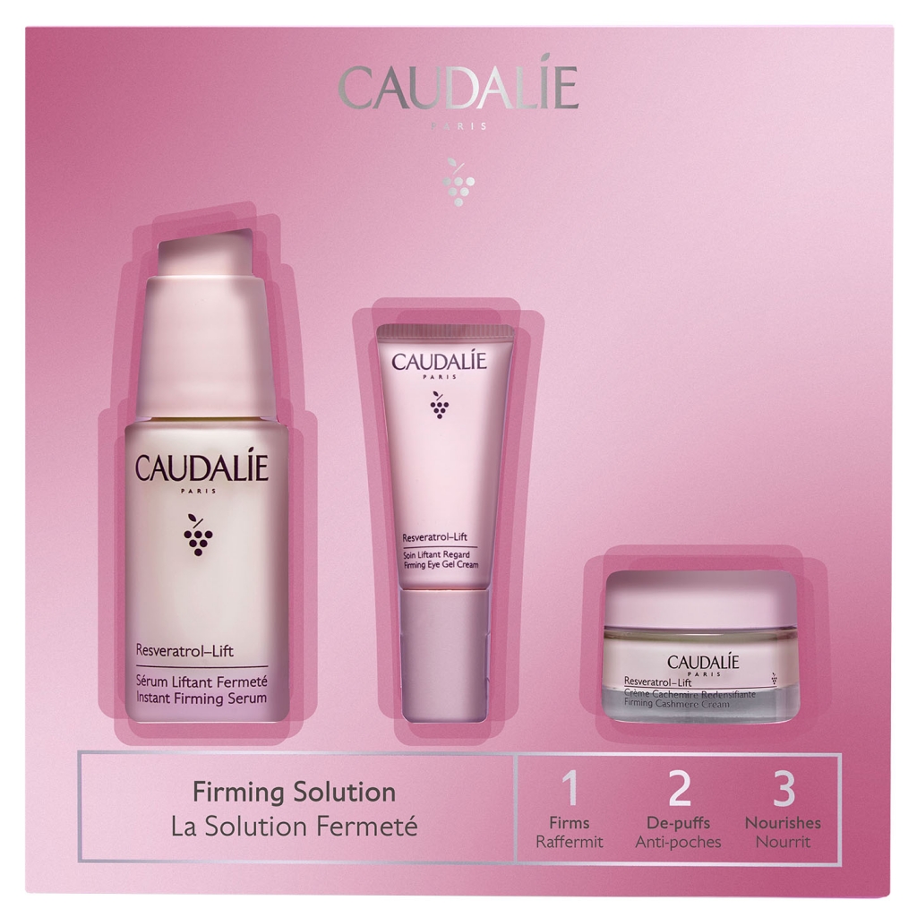 Caudalie Набор Resveratrol Lift 1,2,3 (укрепляющая сыворотка 30 мл + крем-гель для глаз с 5мл + крем-кашемир 15 мл) (Caudalie, Resveratrol [Lift])