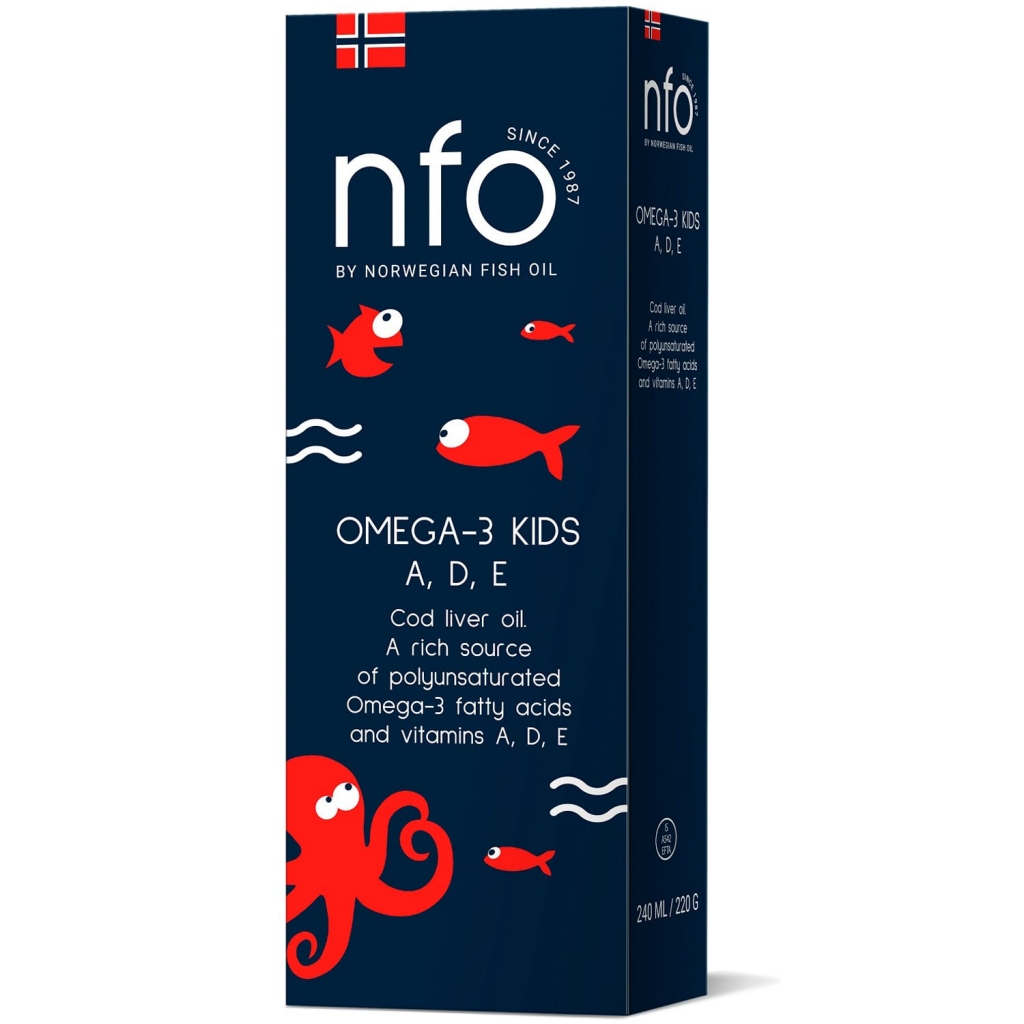 Norwegian Fish Oil Комплекс «Омега-3 жир печени трески  + витамины А, D,Е », 240 мл (Norwegian Fish Oil, Омега 3)