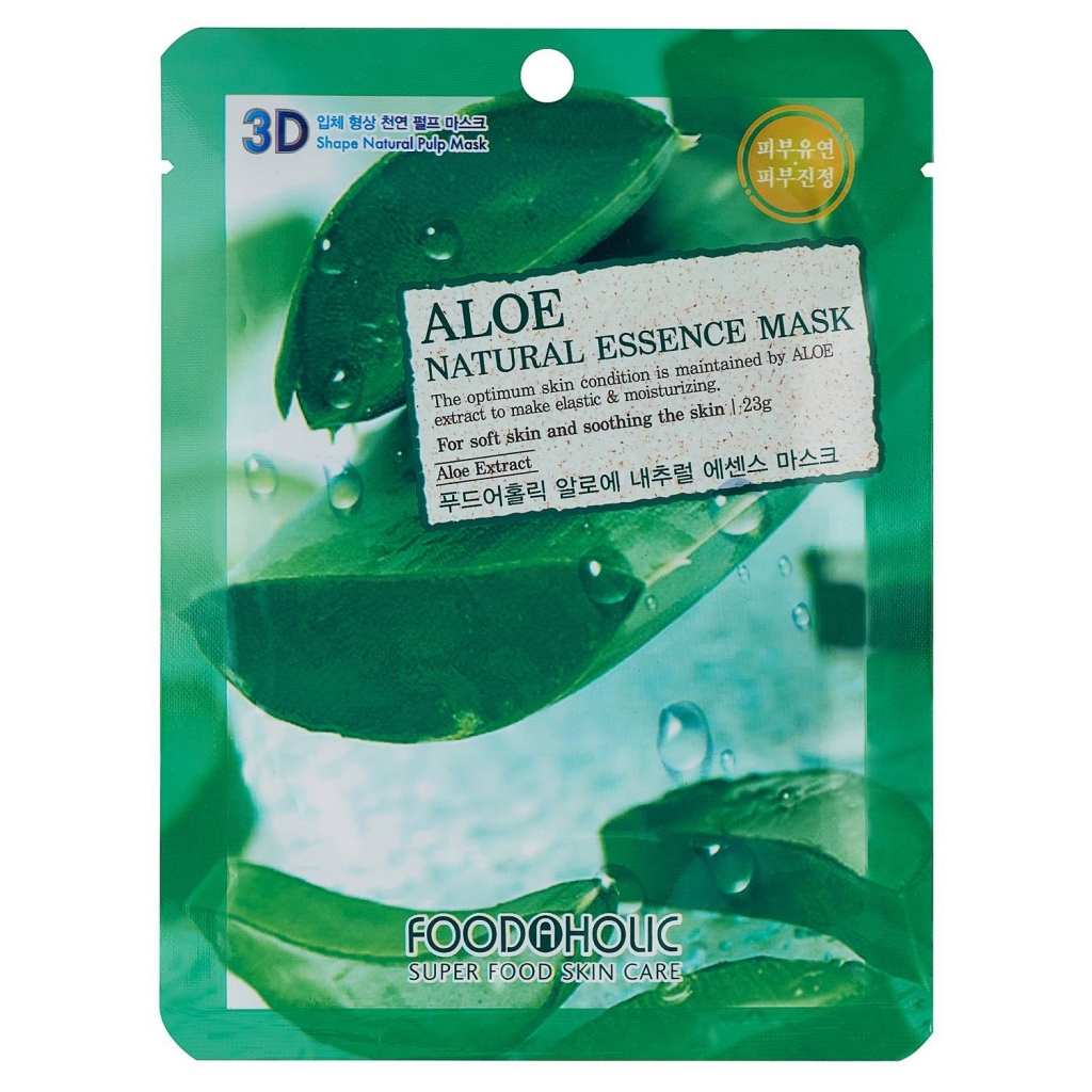 Food A Holic Тканевая 3D маска с экстрактом алоэ Aloe Natural Essence Mask, 23 г (Food A Holic, Face)