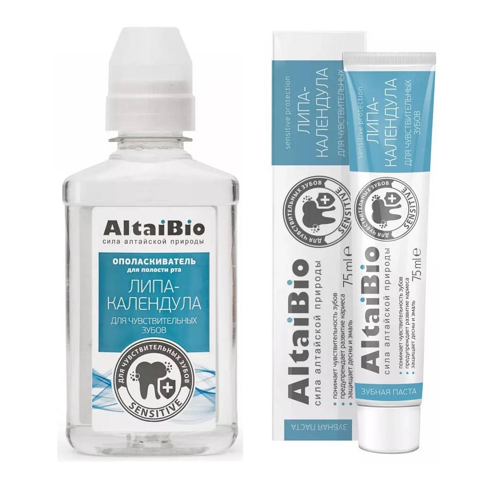

AltaiBio Набор для полости рта «Липа-календула» (зубная паста 75 мл + ополаскиватель 400 мл) (AltaiBio, Для полости рта)
